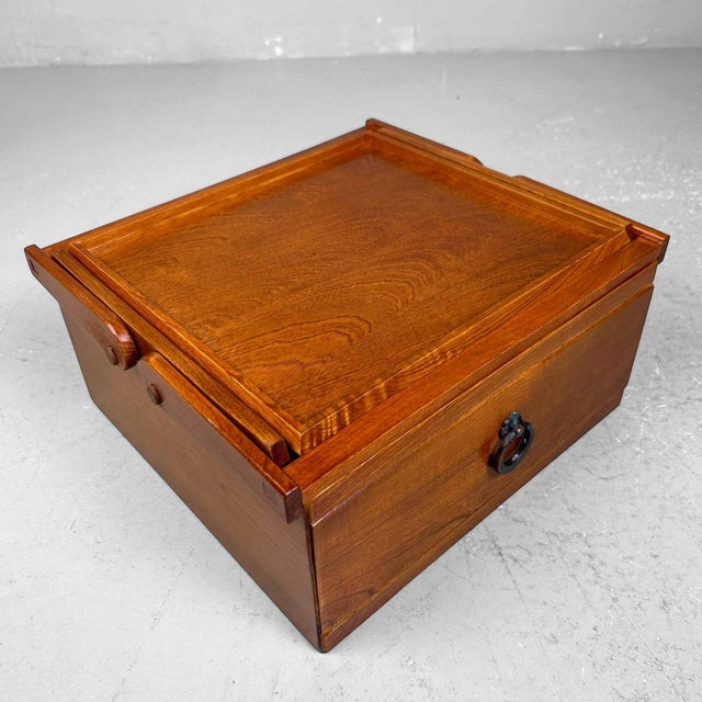 Vintage Japanese Wooden Sewing Case, 1980s For Sale - Image 10 of 12