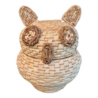 Vintage Owl Basket & Lid For Sale