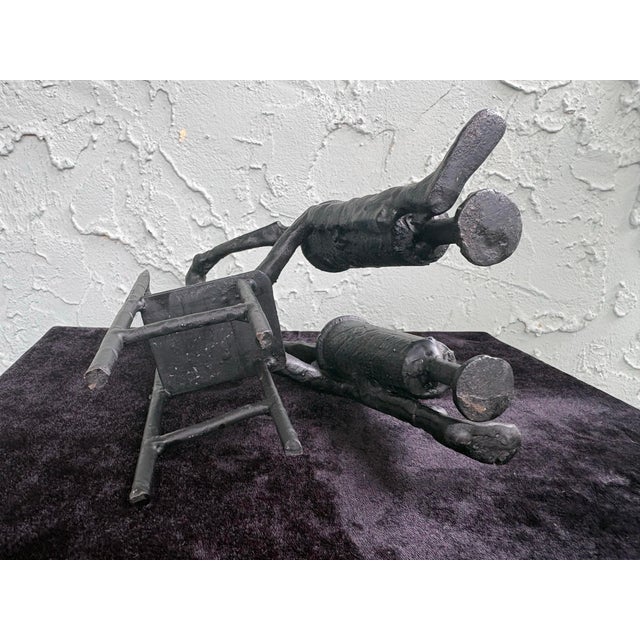 Mid-Century Modern Abstract Metal Figure Sculpture With Seated Drummer Motif 8.5” For Sale In Orlando - Image 6 of 7