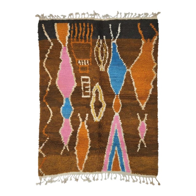 Handwoven Berber Boujad Rug - 8.6 X 7.2 Ft For Sale