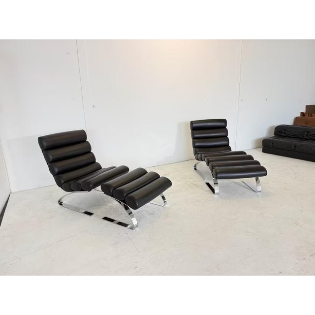 Mid-Century Modern Sinus Chairs with Ottomans in Leather from Cor, Set of 4 For Sale - Image 3 of 18