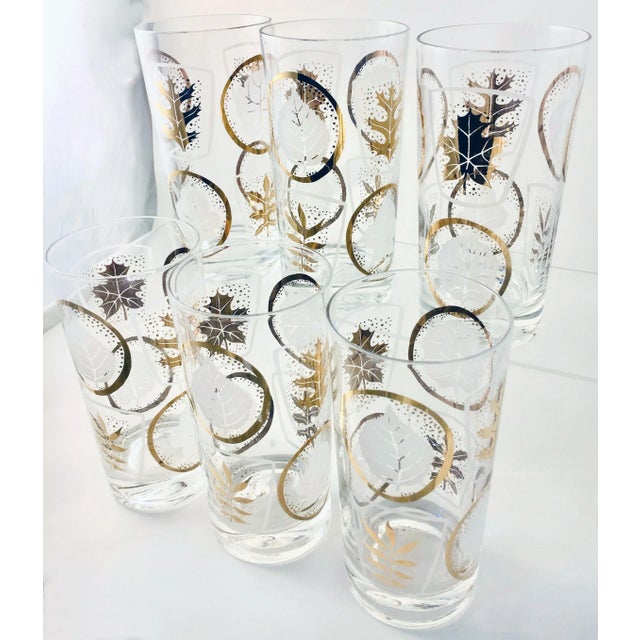 1950s Gilt Fronds Highball Glass - Set of 6 For Sale In Baltimore - Image 6 of 7