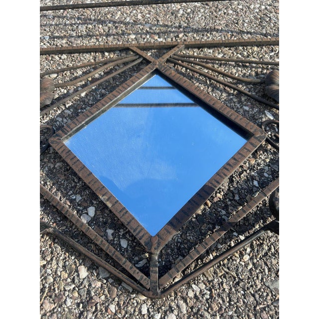 Mid-Century Modern Art Deco Wrought Iron Wall Mirror, 1930s For Sale - Image 3 of 10