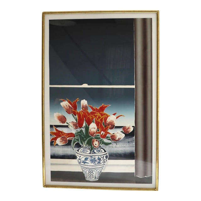 David J. Goldstein Framed & Signed Hand Colored Woodcut For Sale