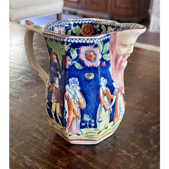 Staffordshire Antique 1820s Staffordshire Pearlware "The Duenna" Mask Jug Pitcher For Sale - Image 4 of 18