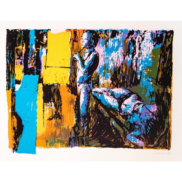 Nicola Simbari, Two Models, Original Lithograph, 1976 For Sale - Image 3 of 3