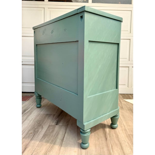 Antique 2-Over-3 Chest of Drawers Painted in Cameroon Green For Sale - Image 12 of 12
