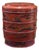 Vintage Chinese Red Golden Scenery Graphic Round Wood Stack Basket Table For Sale