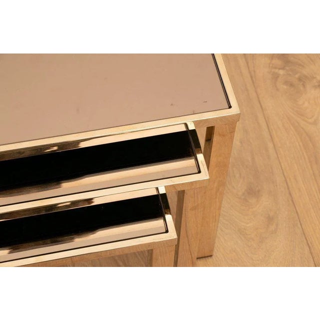 Hollywood Regency Hollywood Regency Gold Plated Nesting Tables from Belgo Chrome, 1970, Set of 3 For Sale - Image 3 of 8