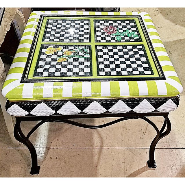 Boho Chic 1980s Paint Decorated End Table For Sale - Image 3 of 6