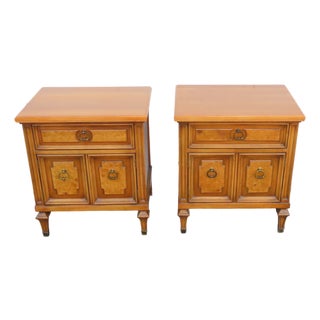Burlwood Nightstands Bedside Side End Tables a Pair 6907 For Sale