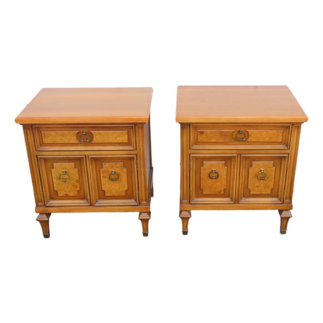 Burlwood Nightstands Bedside Side End Tables a Pair 6907 For Sale