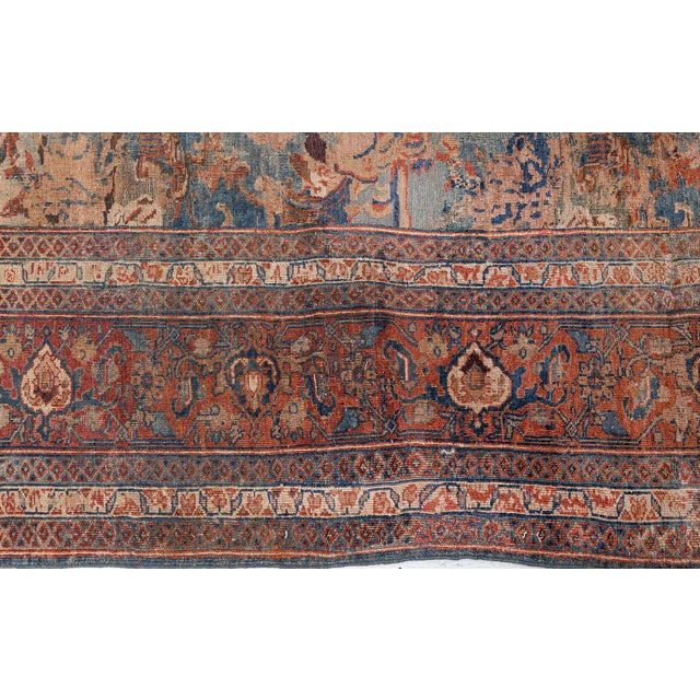 One-of-a-kind Antique Persian Tabriz Botanic Handmade Wool Carpet For Sale In New York - Image 6 of 9