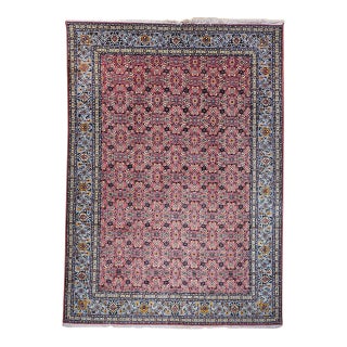 Vintage Persian Tabriz Rug, Hand-Knotted Wool, Allover Herati Pattern, Plum & Blue, 7x10 For Sale