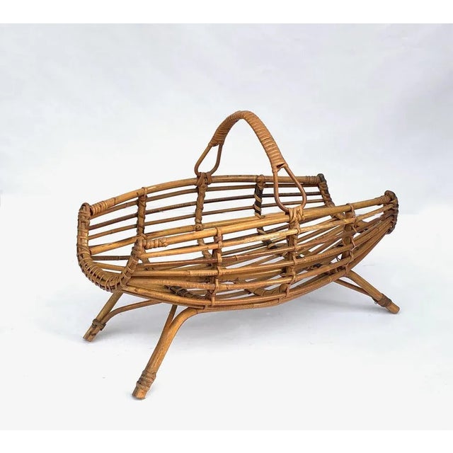 Mid-Century Italian French Riviera Bamboo & Rattan Magazine Rack, 1960s For Sale - Image 6 of 10