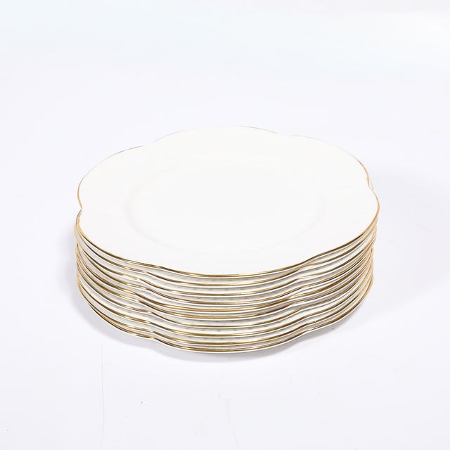 This set of 10 Art Deco style bone china plates, produced by Shelley England in the 20th century, exudes timeless...