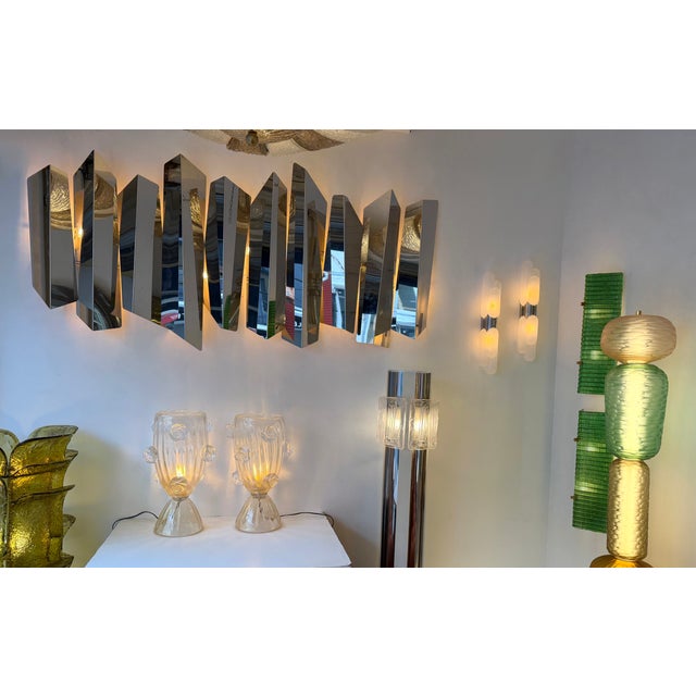 Transparent Contemporary Pair of Murano Glass Vase Macaroons Lamps, Italy For Sale - Image 8 of 12