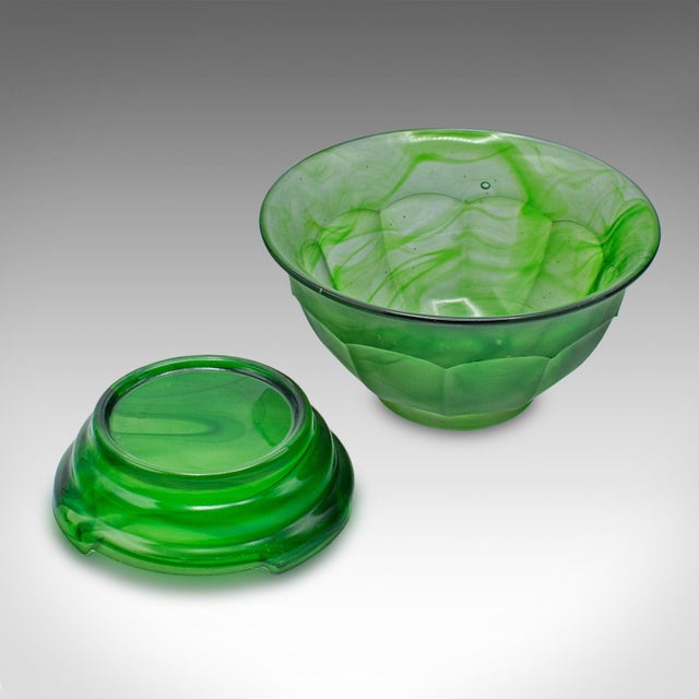 This is a small vintage sugar dish. An English, cloud glass decorative bowl on stand, dating to the early 20th century,...