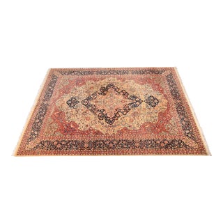 Vintage Hand-Knotted Persian Tabriz Room Size Wool Area Rug For Sale