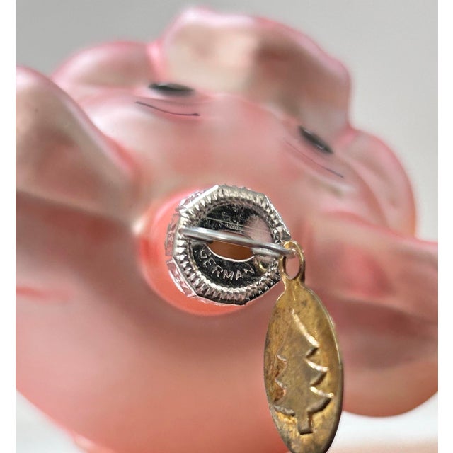 Pink Vintage German Glass Pig & Teddy Bear Christmas Ornaments – Pair For Sale - Image 8 of 9