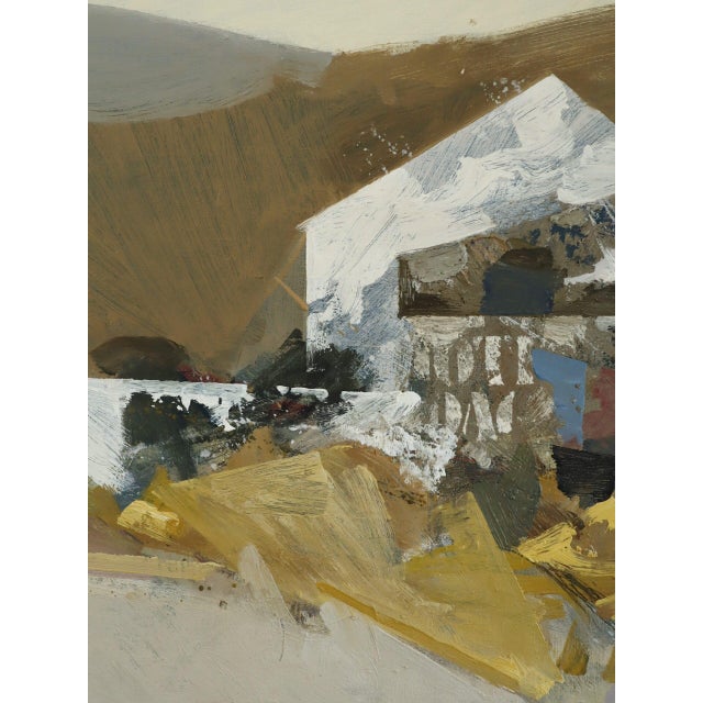 Mid-Century Modern 'Rural Abstraction' Vintage Original Abstract Landscape Oil Painting, Framed For Sale - Image 11 of 12