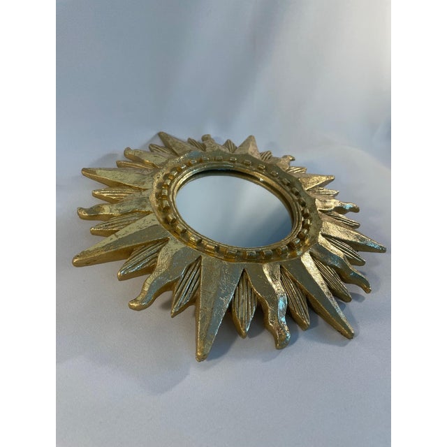 Mid 20th Century Vintage Mid 20th Century Bright Gold Sunburst Mirror For Sale - Image 5 of 12
