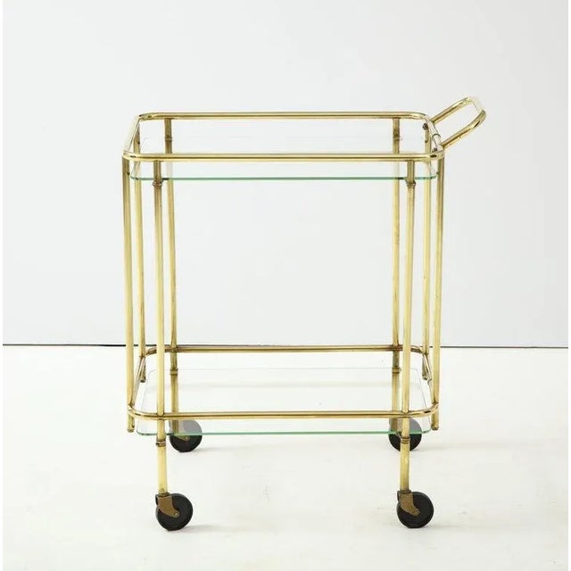 1950s Italian Solid Brass Two-Tier Bar Cart For Sale - Image 4 of 11