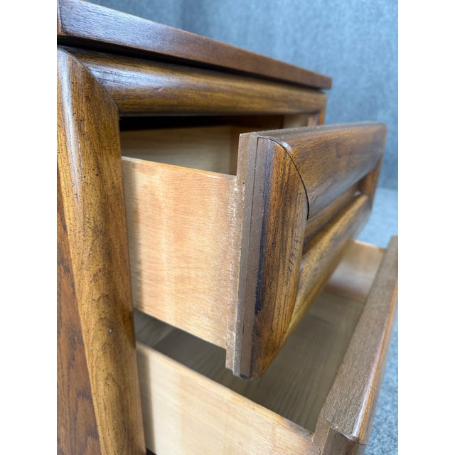 Brown Mid-Century Oak Nightstand For Sale - Image 8 of 11