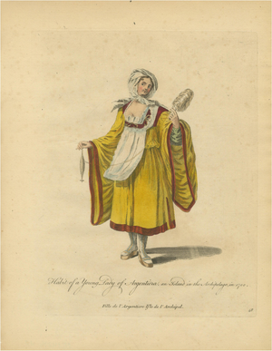 Jefferys, Young Lady of Argentiera Archipelago, 1749, Print