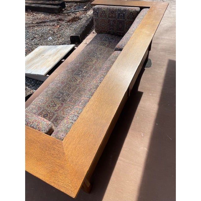 Stickley Mission Oak Prairie Couch With Blue/Wine Geometric Upholstery For Sale - Image 6 of 18
