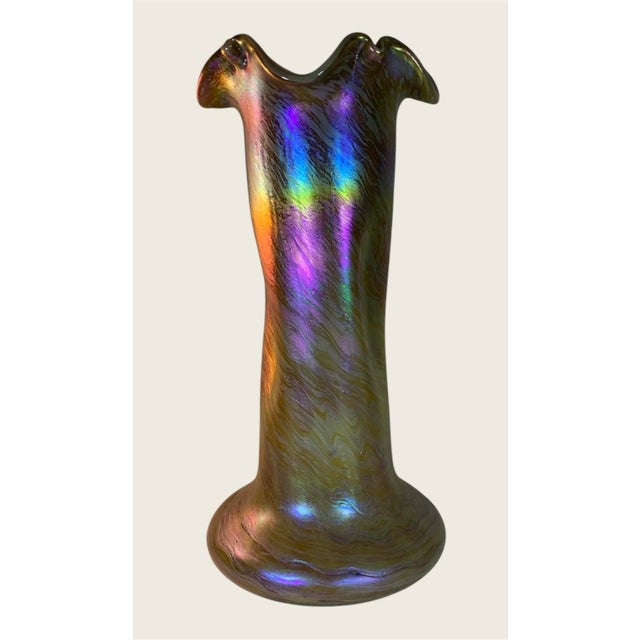 Art Nouveau Very Large Loetz Rindskopf 13” Iridescent Vase For Sale - Image 3 of 9