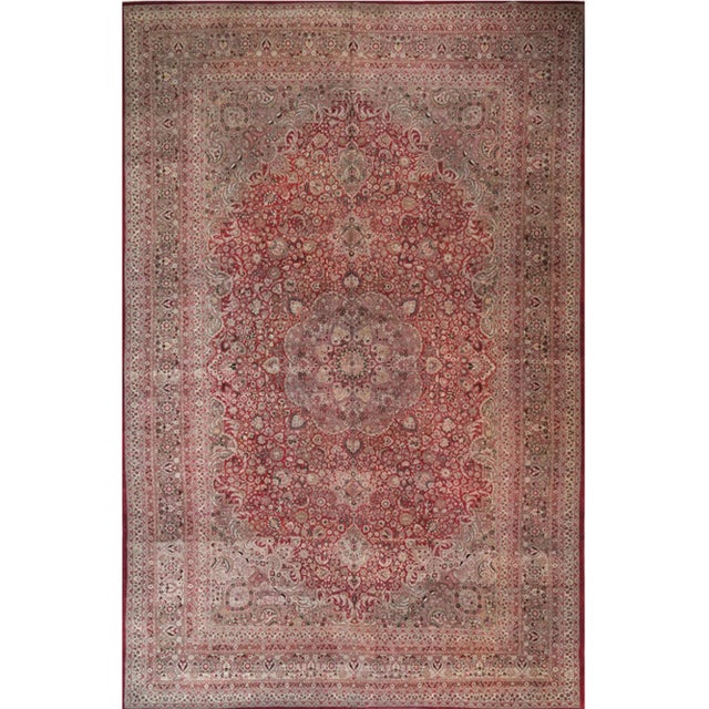 Antique Persian Mashad Area Rug 13x20 For Sale In Dallas - Image 6 of 6