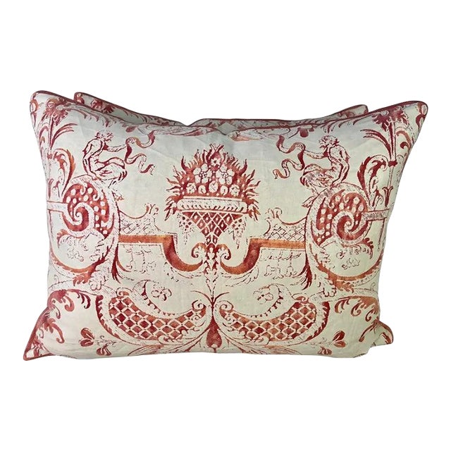 Pair of Custom Fortuny Pillows Mezziano For Sale