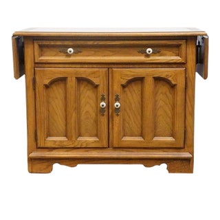 Thomasville Furniture Homecoming Collection Solid Oak Rustic Country Style 56" Drop Leaf Server Buffet W. Granite Top For Sale