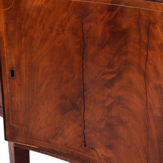 Wood Antique Hepplewhite Flame Mahogany Sideboard With Satinwood Banding 19thC For Sale - Image 7 of 17