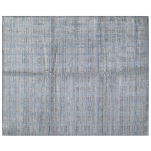 Textile Early 21st Century Modern Minimalist Hand Knotted Bamboo Rug With Soft Texture,8'X10' For Sale - Image 7 of 7