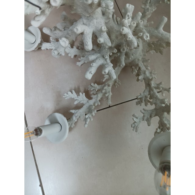 Ceramic 1990s Coastal White Ceramic Reef Chandelier 6 Light For Sale - Image 7 of 8