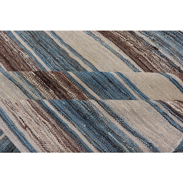 Flat-Weave Kilim Rug by Keivan Woven Arts, Brown and Blue 8'0 X 11'6 For Sale - Image 11 of 13
