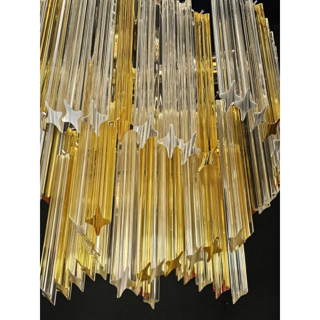 Metal Vintage Chandelier with Quadrihedral Prism Glass from Murano, 2004 For Sale - Image 7 of 12