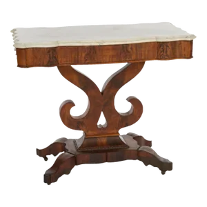 Antique Classical American Empire Mahogany & Marble Console Table, 1840