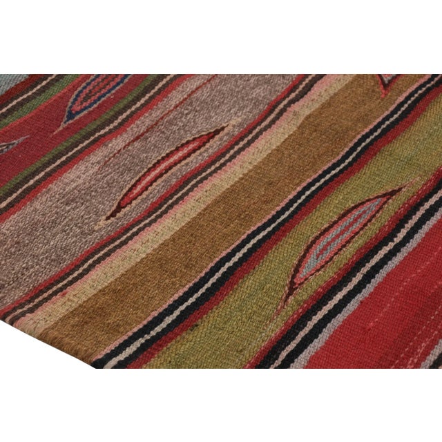 Vintage Heriz Persian Kilim in Pink and Colorful Geometric Stripes - Rug & Kilim For Sale In New York - Image 6 of 7