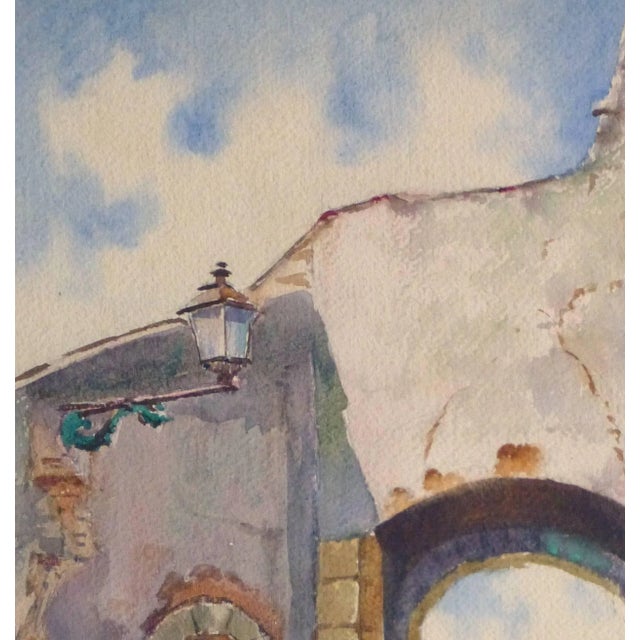 Traditional Jean Lambert, Vintage French Watercolor Painting - Village De Provence For Sale - Image 3 of 5