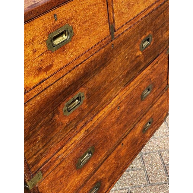 Metal Brass Bound Campaign Chest For Sale - Image 7 of 13