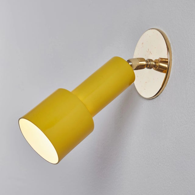 Mid-Century Modern 1960s Tito Agnoli Perforated Yellow Metal & Brass Sconce for O-Luce For Sale - Image 3 of 12
