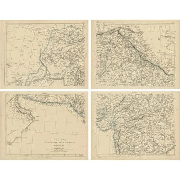 Antique Map of India, Afghanistan, Balochistan and Surroundings by Lowry, 1852, Set of 4 For Sale - Image 6 of 6
