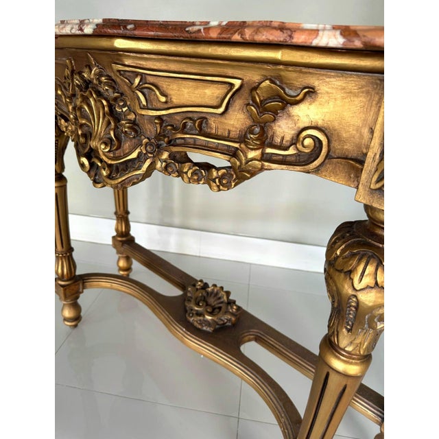 French Style Console Table – Multicolor Marble Top For Sale - Image 10 of 10