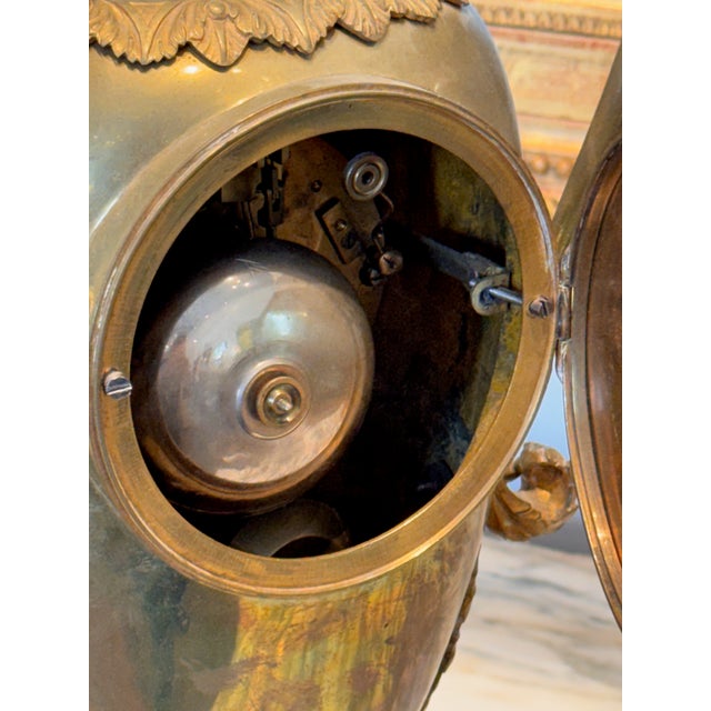 Brass 19th Century Neoclassical Brass Urn Clock For Sale - Image 8 of 13