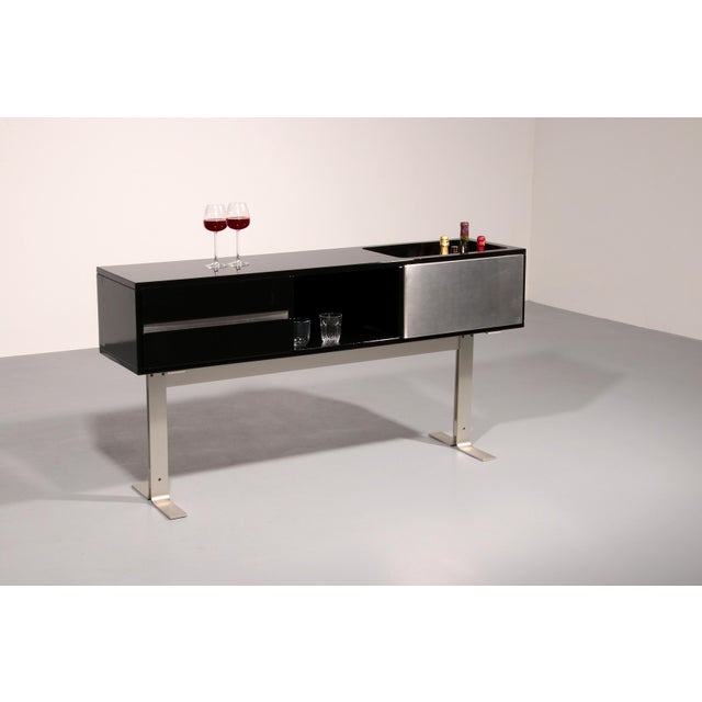 Black and Stainless Steel Bar Sideboard, Italy, 1969 For Sale - Image 11 of 12