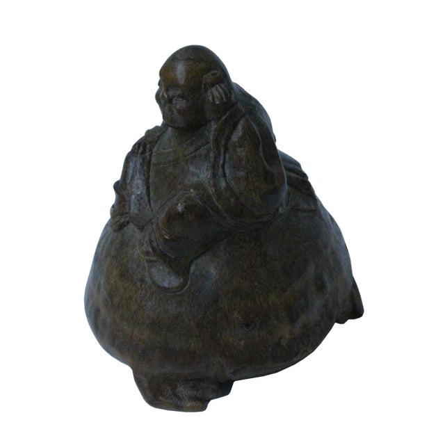 Figurative Chinese Bamboo Carved Lohon Figure Display For Sale - Image 3 of 8