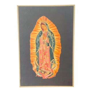 1920s South American Folk Art St Maria Art Collage in Straw For Sale